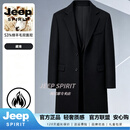 JEEP SPIRIT商务办公大衣男中长款韩版修身潮流百搭2026冬季外套男风衣 正黑色【专柜正品】 S 165码-建议体重80-100斤【专柜正品】