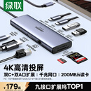 绿联Type-C扩展坞HDMI转接头4K60Hz拓展坞投屏千兆网口读卡USB3.0适用Macbook Air2025华为联想苹果