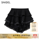 SNIDEL裙裤女26早秋新品优雅百搭荷叶边蛋糕半身裙短裙SWFP264268 黑色 M