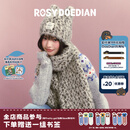 ROSYDOEDIAN 冷得很秋冬保暖防寒柔软舒适百搭豹纹帽子围巾两件套 黑白豹纹 围巾 均码