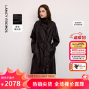 朗姿25气质通勤收腰外套高级感翻领中长款仿皮皮衣2026年冬季新款 深棕色 S