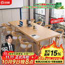 优特明纯实木实木会议桌简约现代长桌培训接待图书馆大书桌办公洽谈桌 280*120*75板厚8cm