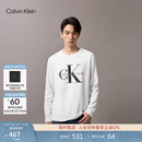 Calvin KleinJeans【正肩百搭】春秋男女情侣通勤ck印花打底圆领长袖T恤上衣 YAF-月光白 S