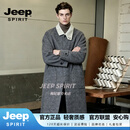 JEEP SPIRIT羊毛呢大衣男2026秋冬新款翻领撞色落肩设计感高级感外套 岩灰【专柜正品】 S (165)【专柜正品】