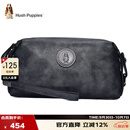 暇步士（Hush Puppies） 手拿包包牛皮大容量休闲商务男包银灰色送男朋友生日礼物