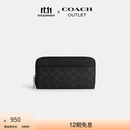 蔻驰（COACH）奥莱男士经典标志风琴褶钱包零钱包手机包证件卡包 SV/黑色 Signature