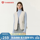 坦博尔羽绒马甲女短款V领轻薄秋冬保暖内搭坎肩TB5330112D 奶昔白165