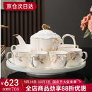 言则骨瓷可旋转水具茶具茶壶茶杯套装开业乔迁送礼轻奢高档礼盒 【骨瓷】枝满玉兰套装-木质礼盒