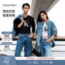 Calvin KleinJeans【正肩百搭】春秋男女情侣通勤ck印花打底圆领长袖T恤上衣 UB1-太空黑 M
