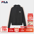 FILA斐乐复古运动编织外套女款26冬新款时尚拼色修身拉链毛衣开衫 碳素黑灰-CC M 165/84A/M