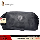 暇步士（Hush Puppies） 手拿包包牛皮大容量休闲商务男包银灰色送男朋友生日礼物