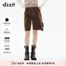 DZZIT【刘浩存同款】地素短裤2026秋新款复古灯芯绒中裤子女3K3QB371N 深卡其色 XS