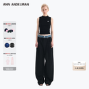 ANN ANDELMAN【王玉雯同款】官方直营 牛仔腰头拼接西裤直筒长裤 黑色 S