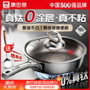 康巴赫平底不粘锅真钛无涂层炒菜锅牛排煎锅煎蛋煎饼专用燃气灶电磁炉 【母婴级】100%真钛0涂层 28cm