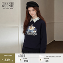 Teenie Weenie小熊卫衣女春秋简约基础大熊刺绣圆领卫衣上衣女 藏青色 M