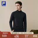 FILA斐乐针织长袖T恤26秋季新款男装健身运动半拉链基础运动上衣 深黑-BK XL 180/100A/XL