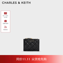 CHARLES&KEITH菱格纹多卡位短款钱包零钱包生日礼物送女友CK6-10770729 Black黑色 XXS