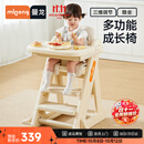 曼龙婴幼儿餐椅宝宝儿童吃饭椅白色PU皮带餐盘可调节座椅