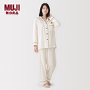 MUJI女式 无侧缝双层纱织 睡衣 家居服套装纯棉女装26新款米白色6A M