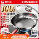 康巴赫纯钛平底锅无涂层不粘煎锅家用煎牛排煎蛋饼钛锅燃气灶电磁炉专用 【100%纯钛板材】不凸底真聚油 28cm 国标1级不粘丨国标1级耐磨丨0涂层不掉渣