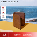 CHARLES&KEITH质感纯色包包女包多卡位短款钱包女士生日礼物送女友CK6-10680907 Chocolate巧克力色 XXS