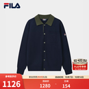 FILA斐乐复古时尚通勤编织外套男款26冬新款时尚休闲拼色开衫毛衣 藏烟蓝-DB L 175/96A/L