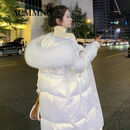 ac mmng羽绒服女中长款2026年新款冬季加厚长款小个子大毛领宽松大码 极光白  XS 75-95斤