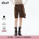 DZZIT【刘浩存同款】地素短裤2026秋新款复古灯芯绒中裤子女3K3QB371N 深卡其色 XS