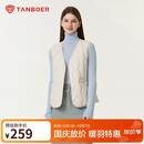 坦博尔羽绒马甲女短款V领轻薄秋冬保暖内搭坎肩TB5330112D 奶昔白165