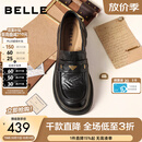 百丽（Belle）元宝乐福鞋女26春新商场同款羊皮黑色小皮鞋E9L1DAA6预售 黑色+3CM增高 37 (235mm)