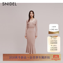 SNIDEL连衣裙女26秋冬甜美蕾丝拼接露肩交叉针织SWNO264417 摩卡棕 均码