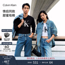 Calvin KleinJeans【正肩百搭】春秋男女情侣通勤ck印花打底圆领长袖T恤上衣 UB1-太空黑 M