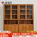 唐煌轩红木家具非洲鸡翅木(学名:非洲崖豆木)书柜书架实木玻璃双门新中式书橱储物柜 98*35*198cm一对