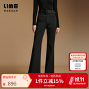 LIME朗姿/莱茵哑光针织高腰微喇裤小黑裤显瘦垂感通勤2026冬新款 黑色 M