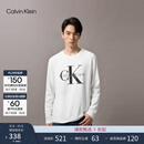 Calvin KleinJeans【正肩百搭】春秋男女情侣通勤ck印花打底圆领长袖T恤上衣 YAF-月光白 M