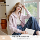 香影香芋紫短款连帽卫衣女2026秋季新款轻运动长袖开衫休闲外套 紫色 M