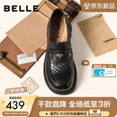 百丽（Belle）元宝乐福鞋女26春新商场同款羊皮黑色小皮鞋E9L1DAA6预售 黑色+3CM增高 37 (235mm)