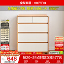 全友家居 原木奶油风斗柜卧室床尾柜客厅家用抽屉式收纳储物置物柜子