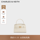 CHARLES&KEITH鳄鱼纹凯莉包手提斜挎婚包包女包生日礼物送女友CK2-50270880-1 Ivory象牙色 S
