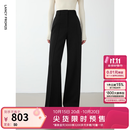 朗姿25【王楚然同款】高腰西装裤通勤阔腿裤冬季新款 黑色2 XL