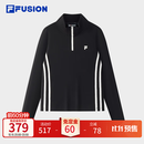 斐乐FILA FUSION潮牌女子针织长袖衫官方秋新季款修身半拉链长T恤 正黑色-BK XL 175/92A/XL