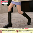 HUNTER【修饰腿型】户外露营女鞋Refined防水防滑高筒靴长筒靴网红女靴  哑光黑色/黑红色logo/BLK 38