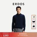 ERDOS【自在系列】男装拉链半高领套衫26年早秋新品纯色薄款保暖羊绒衫 藏蓝 L 175/96A