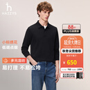 HAZZYS哈吉斯男装 2026秋季男士上衣长袖polo衫翻领T恤ABTZE0DCF01 黑色BK XL （180/100A 50）