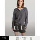 ELLE【100%绵羊毛】简约气质毛针织衫女2026春装新款新年圆领毛衣开衫 深灰色 L