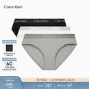 Calvin Klein内衣【棉质透气】女士三条装提花微弹ck舒适性感比基尼三角内裤女 MP1-太空黑/椰青灰/月光白 3条 M 尺码偏大，建议拍小一码