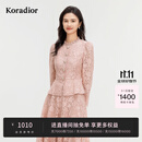 珂莱蒂尔蕾丝之境Koradior商场同款春气质蕾丝雪纺衫上衣 中红 L