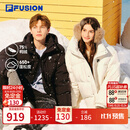 斐乐 FUSION斐乐潮牌男装羽绒服2025冬季新款宽松保暖连帽外套 正黑色-BK M