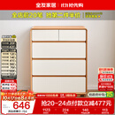 全友价低头部主播家居 原木奶油风斗柜卧室床尾柜客厅家用抽屉式收纳