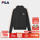 FILA斐乐复古运动编织外套女款26冬新款时尚拼色修身拉链毛衣开衫 碳素黑灰-CC M 165/84A/M